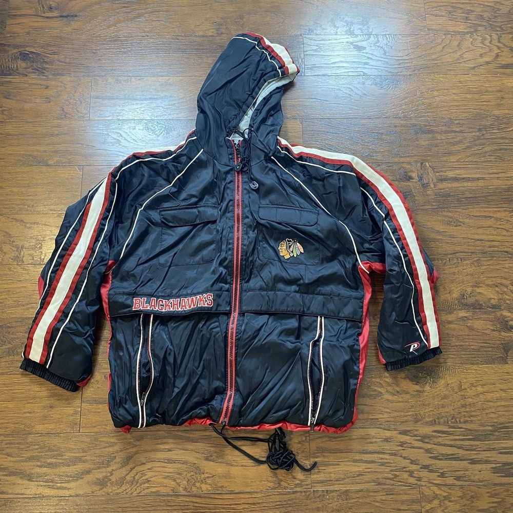 Pro Player Chicago‎ Blackhawks NHL Hooded Windbreaker Jacket Black Red XL